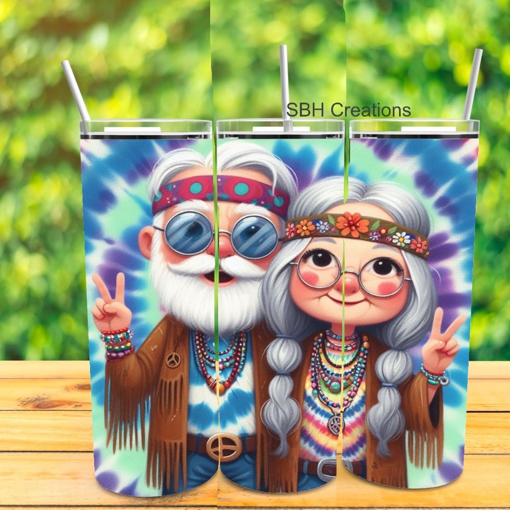 20 oz Hippie couple insulated tumbler
